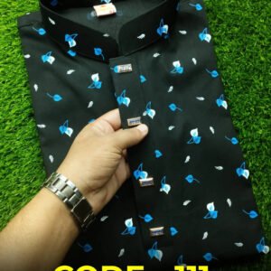 প্রিমিয়াম সুতি কটন পাঞ্জাবি - কালো গোল্ডেন প্রিন্ট