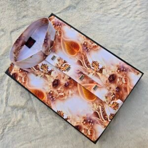 পানপাতা ডিজাইন প্রিমিয়াম পাঞ্জাবি  - সাদা ও গোল্ডেন